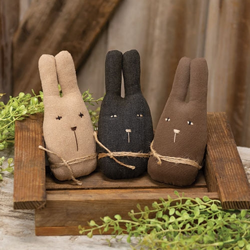 Set of 3 Fabric Rabbit Head Ornaments