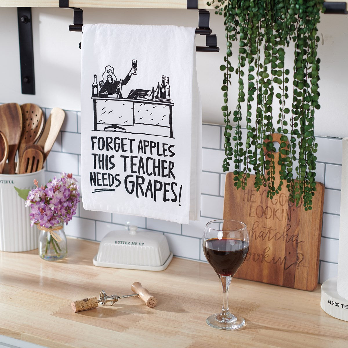 Forget Apples This Teacher Needs Grapes Kitchen Towel