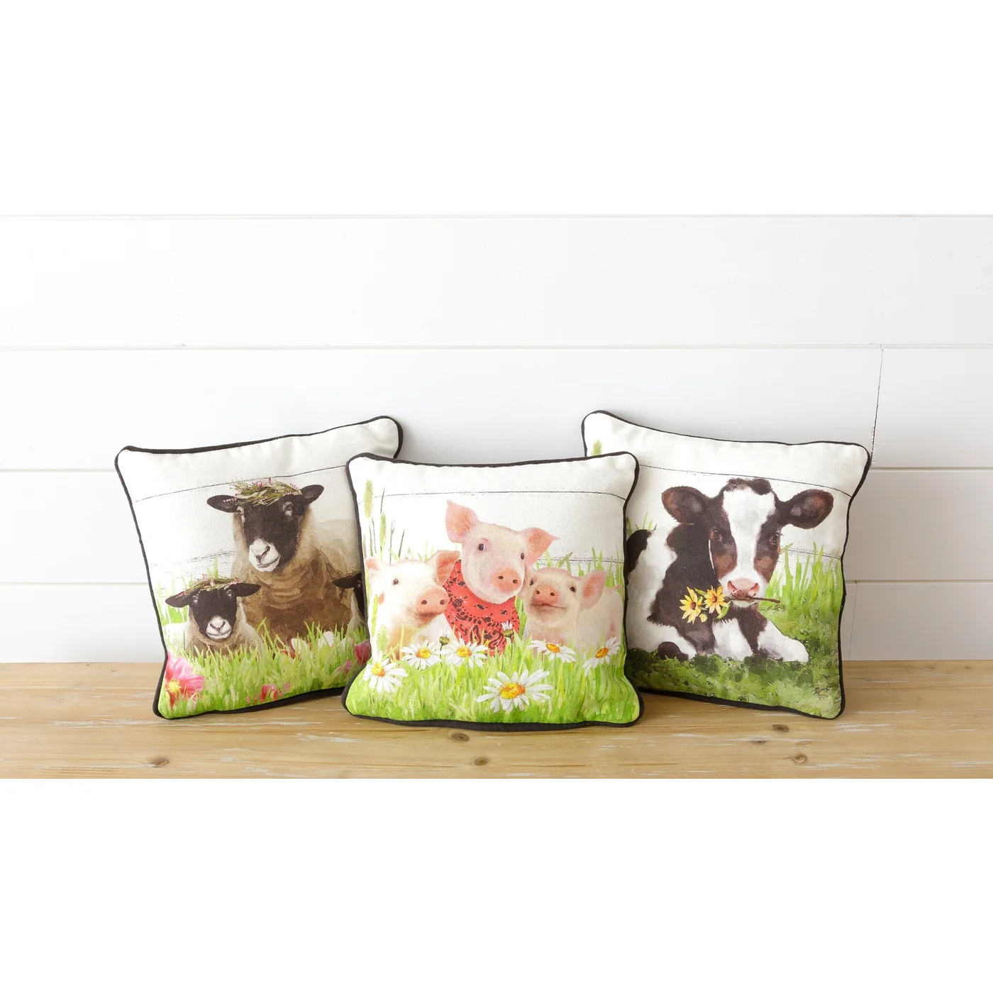 Set of 3 Farm Animal Accent Pillows