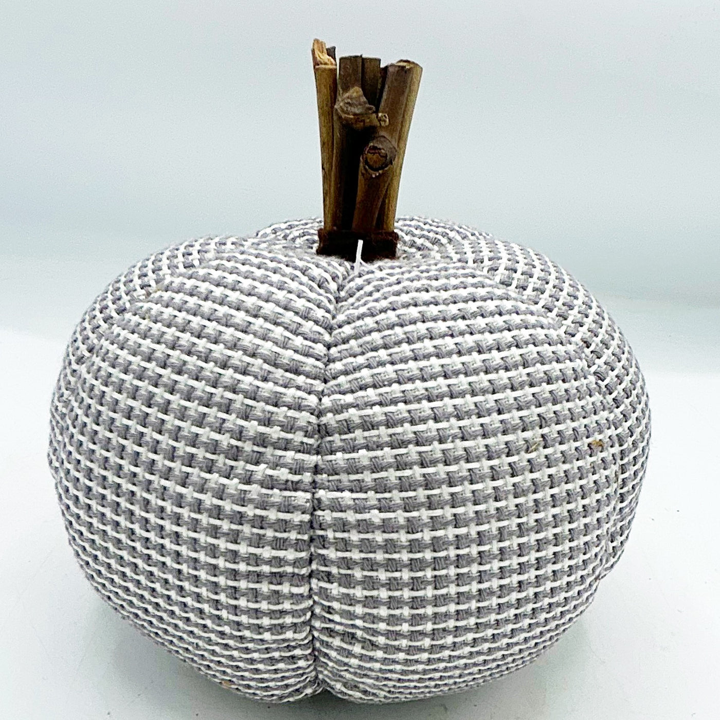 💙 Gray Fabric 6" Pumpkin with Twig Stem