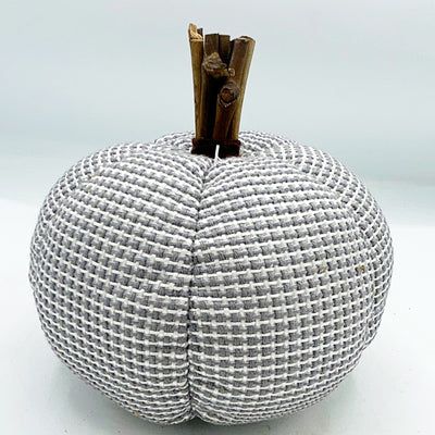 💙 Gray Fabric 6" Pumpkin with Twig Stem