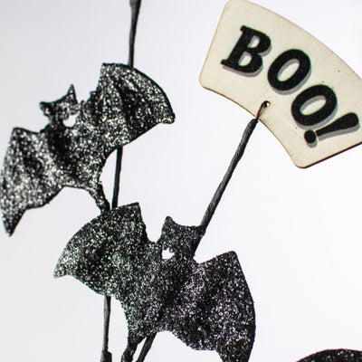 Boo & Glitter Bats 25" Halloween Decorative Spray