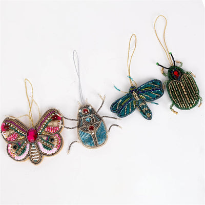 Set of 4 Beaded Insect Ornaments