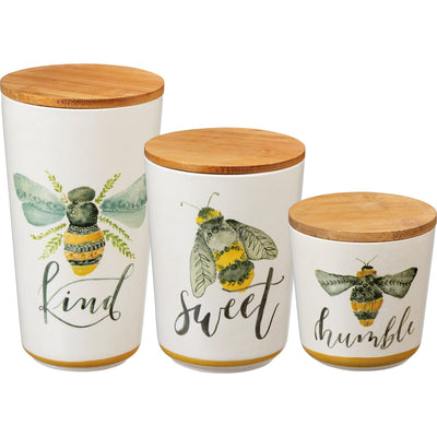 Set of 2 Bee Kind Sweet Humble Canister Set