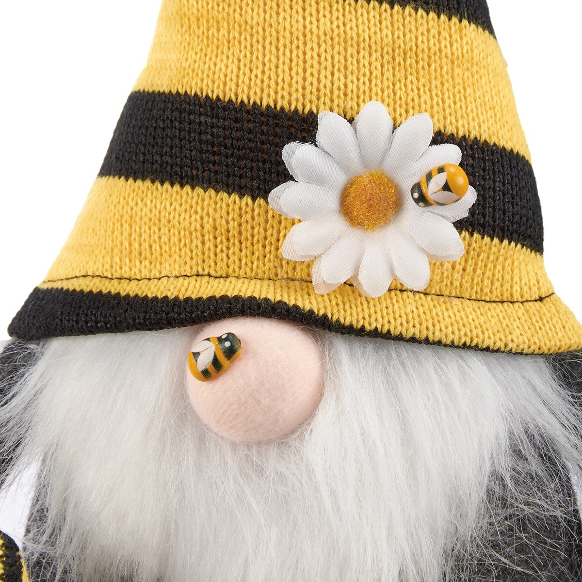 Gnome With Bee Black and Yellow Fabric Sitter