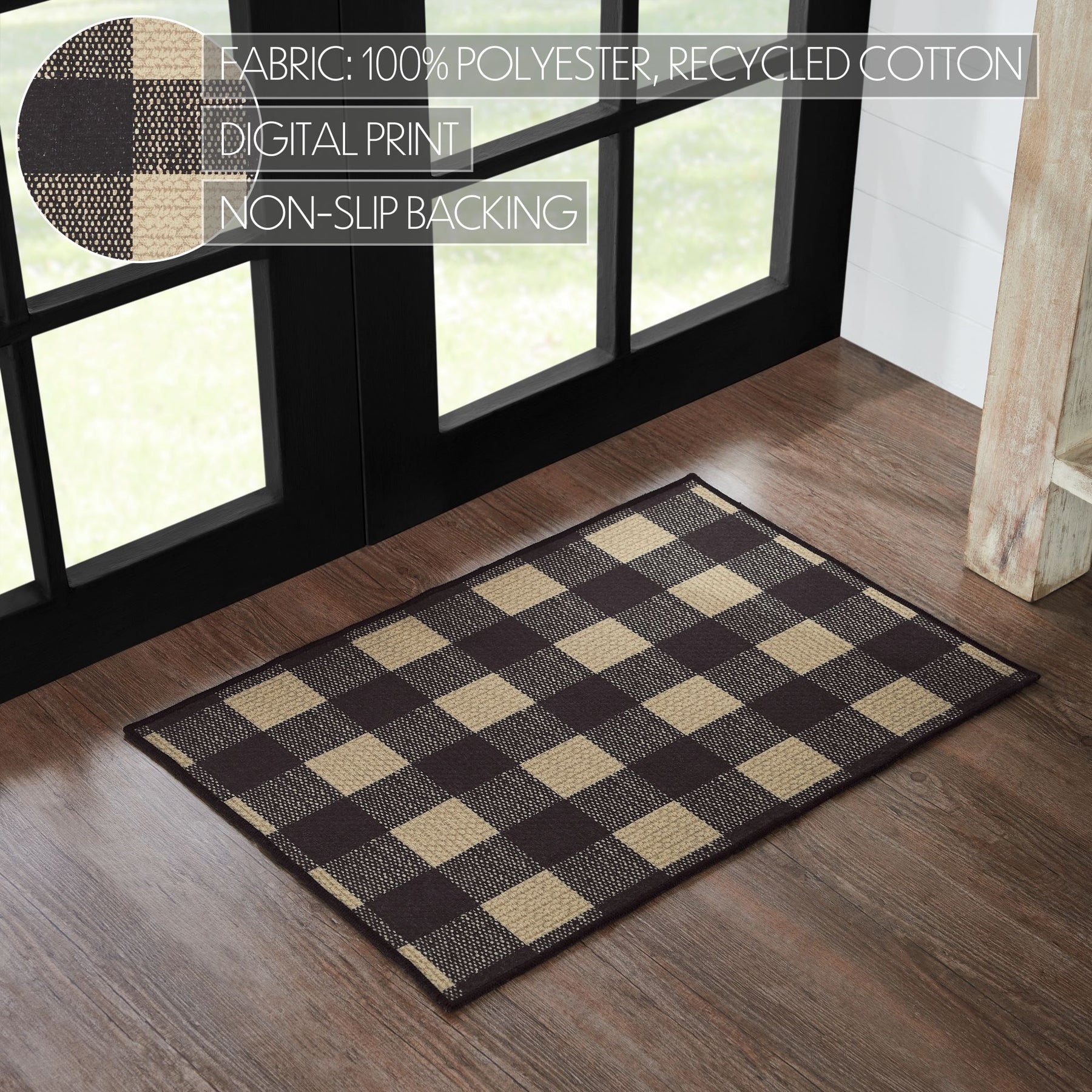 30x20 Inch Rug Black Check Indoor/Outdoor Rectangular Rug 20