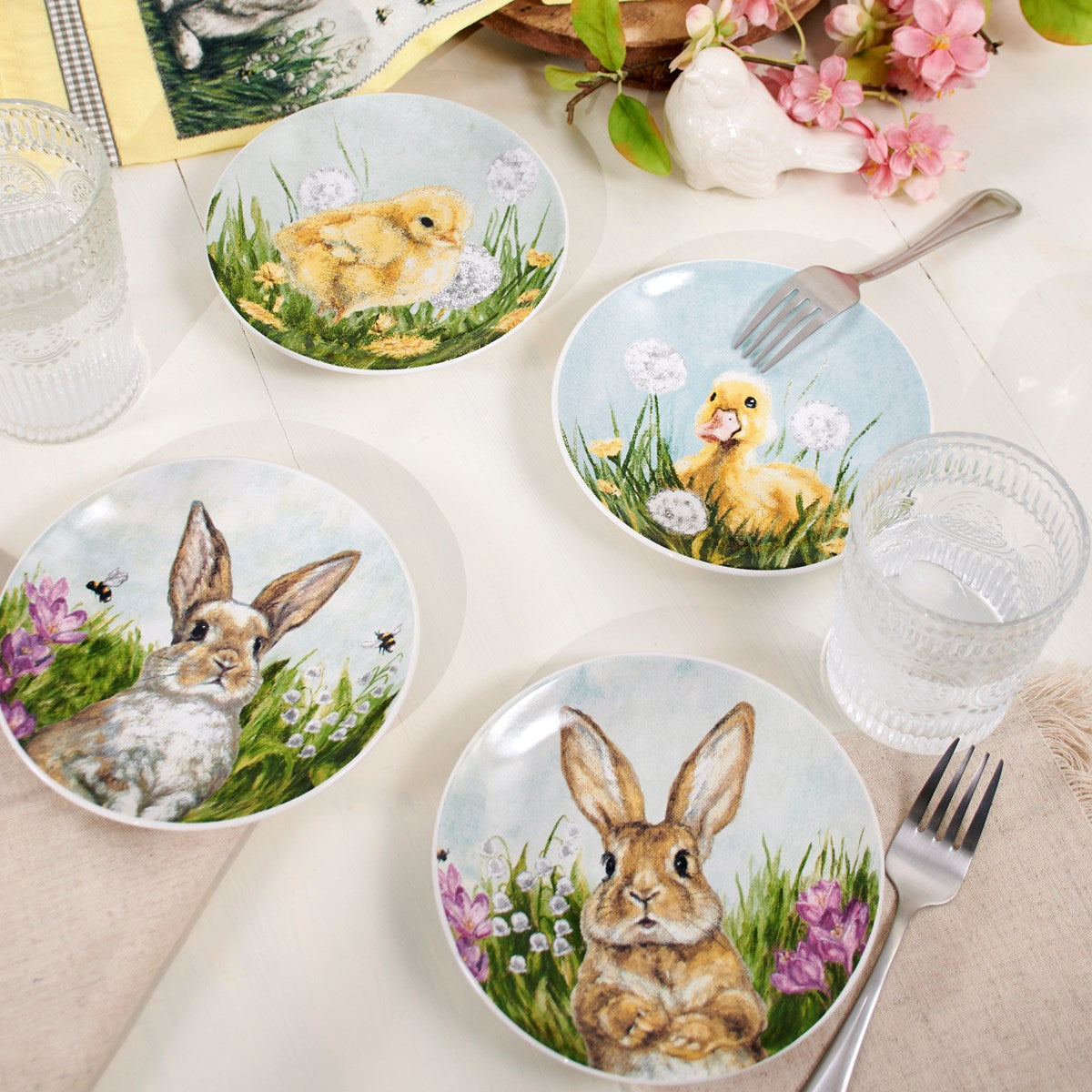 Spring Friends Stoneware 6" Plate Set