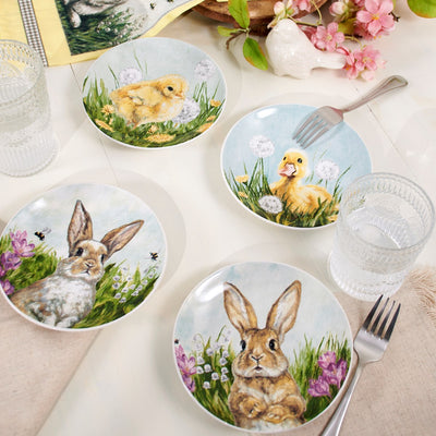 Spring Friends Stoneware 6" Plate Set