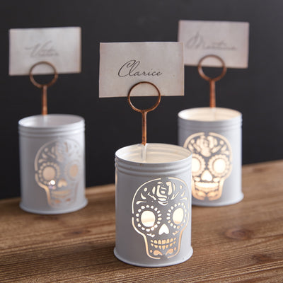 Set of 4 Sugar Skull Luminary Place Card Holders