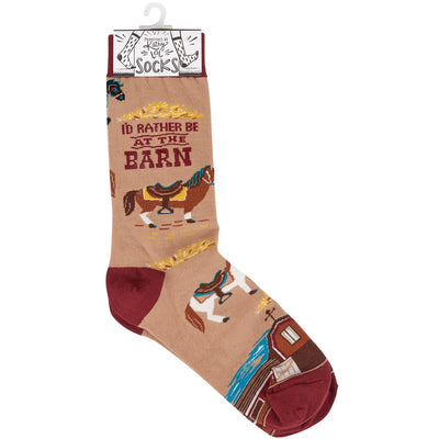 Rather Be At The Barn Horse Fun Novelty Socks