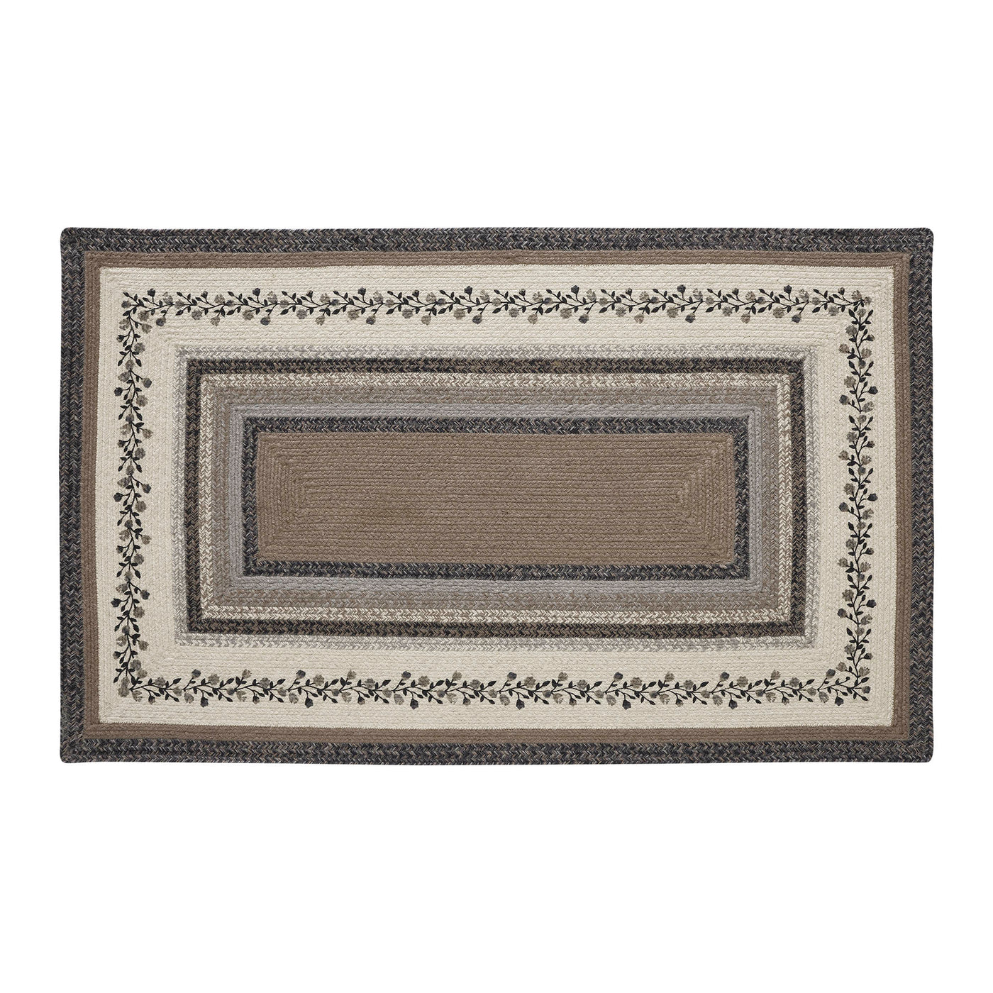 Floral Vine Jute 60" Rectangle Rug w/ Pad