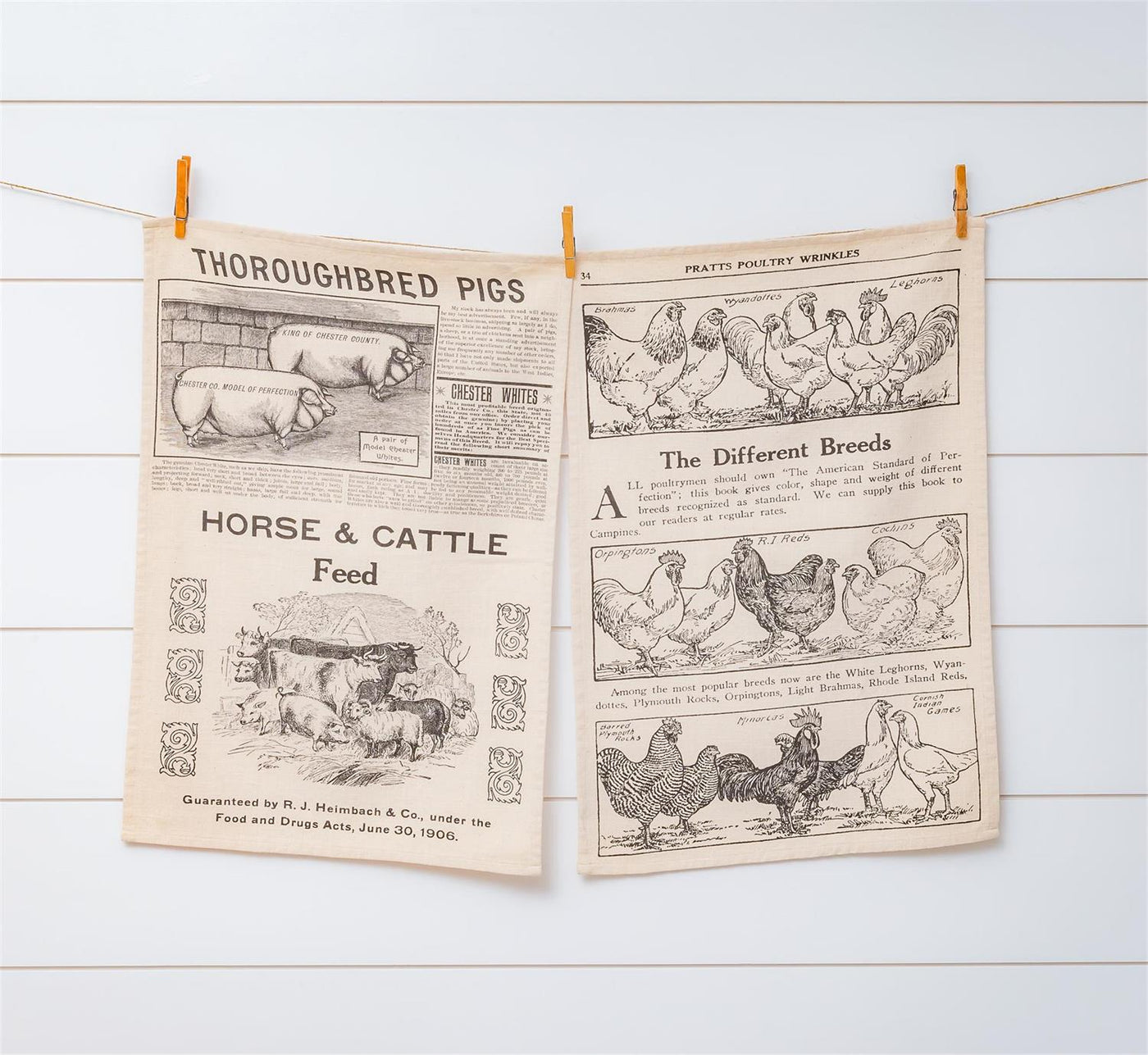 Set of 2 Vintage-Style Farm Publications Kitchen Towels