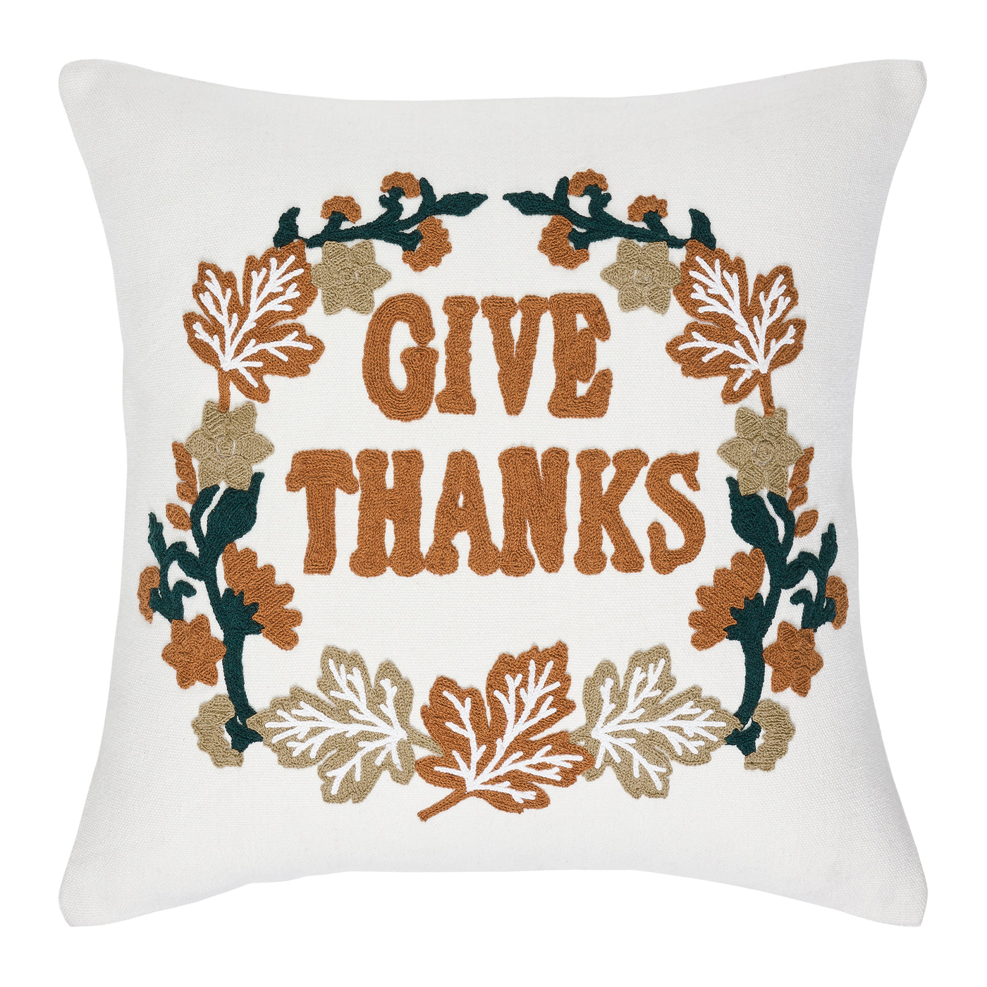 Wheat Plaid Give Thanks Pillow 18'' x 18''