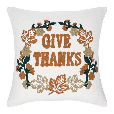 Wheat Plaid Give Thanks Pillow 18'' x 18''