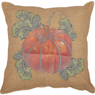 Harvest Garden Pumpkin 12" Jute Burlap Accent Pillow