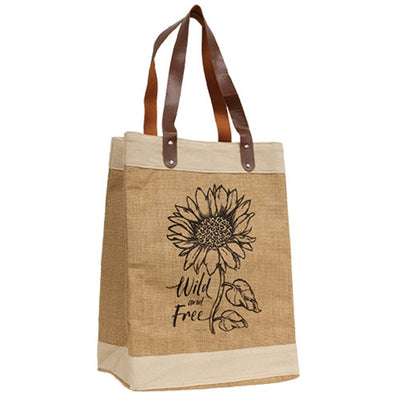 Wild and Free Sunflower Jute Tote