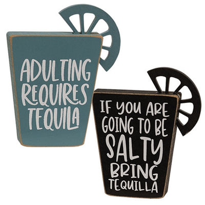 Set of 2 Tequila Words Block Sitter Signs