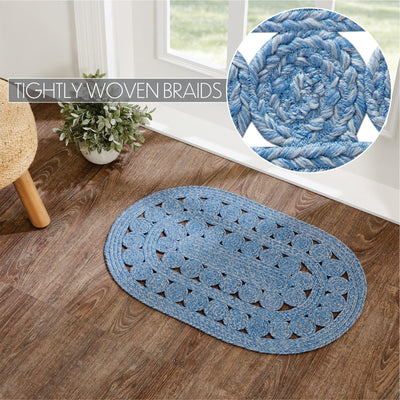 Celeste Blended Blue Indoor/Outdoor 30" Oval Rug