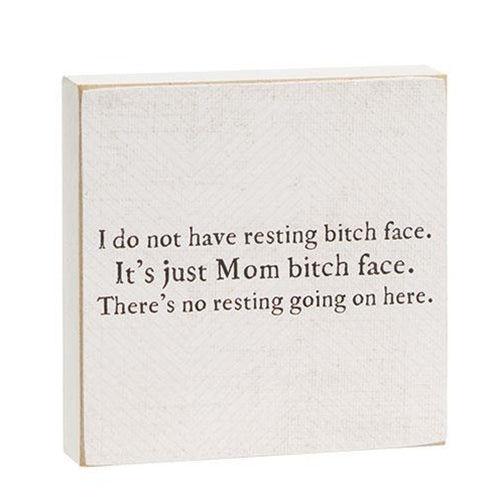 Set of 2 Sleep Like a Baby and Resting Mom Face 4" Square Block