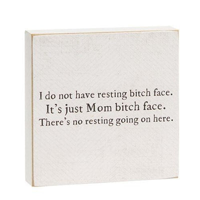 Set of 2 Sleep Like a Baby and Resting Mom Face 4" Square Block