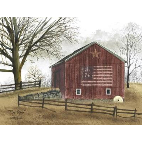 Billy Jacobs Flag Barn 12"x16" Canvas Print