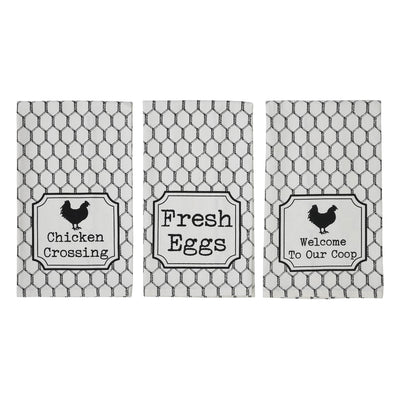 Set of 3 Down Home Chicken Crossing Tea Towels