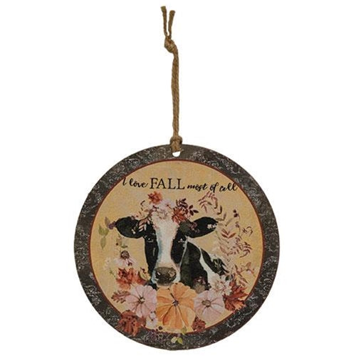 I Love Fall Most of All Cow Ornament