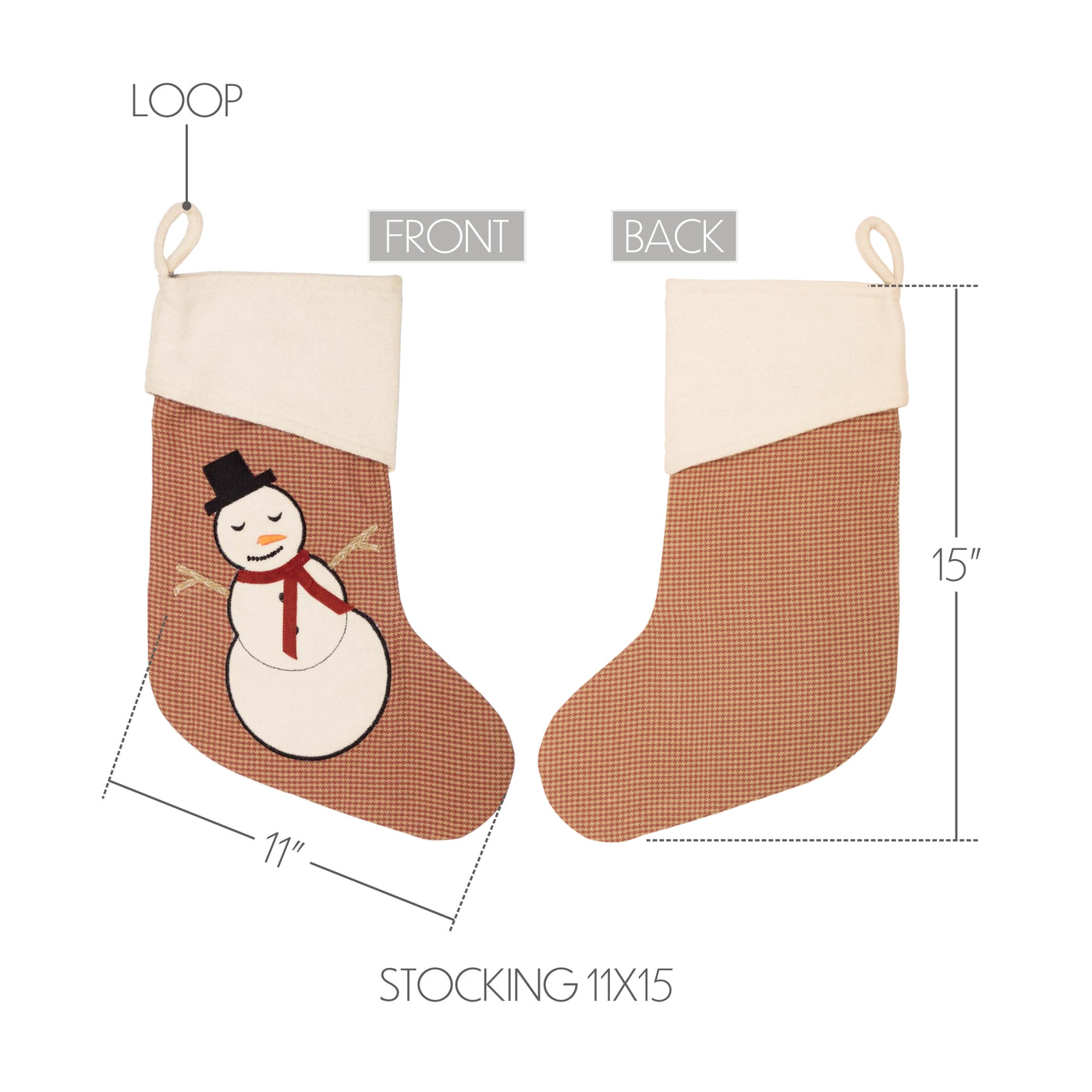 Let It Snow Snowman Stocking 15"