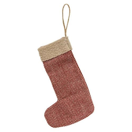 💙 Red Herringbone Mini Stocking Ornament