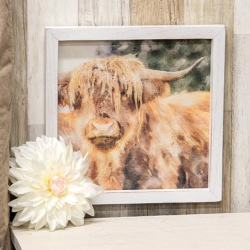 Shaggy Steer 11" Farmhouse Framed Portrait