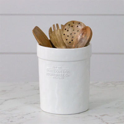 White Cottage Utensil Crock