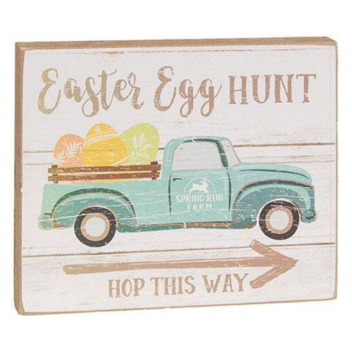 Easter Egg Hunt Hop this Way 6" Wooden Block