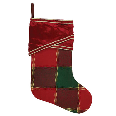 Tristan Red and Green Plaid 15" Christmas Stocking