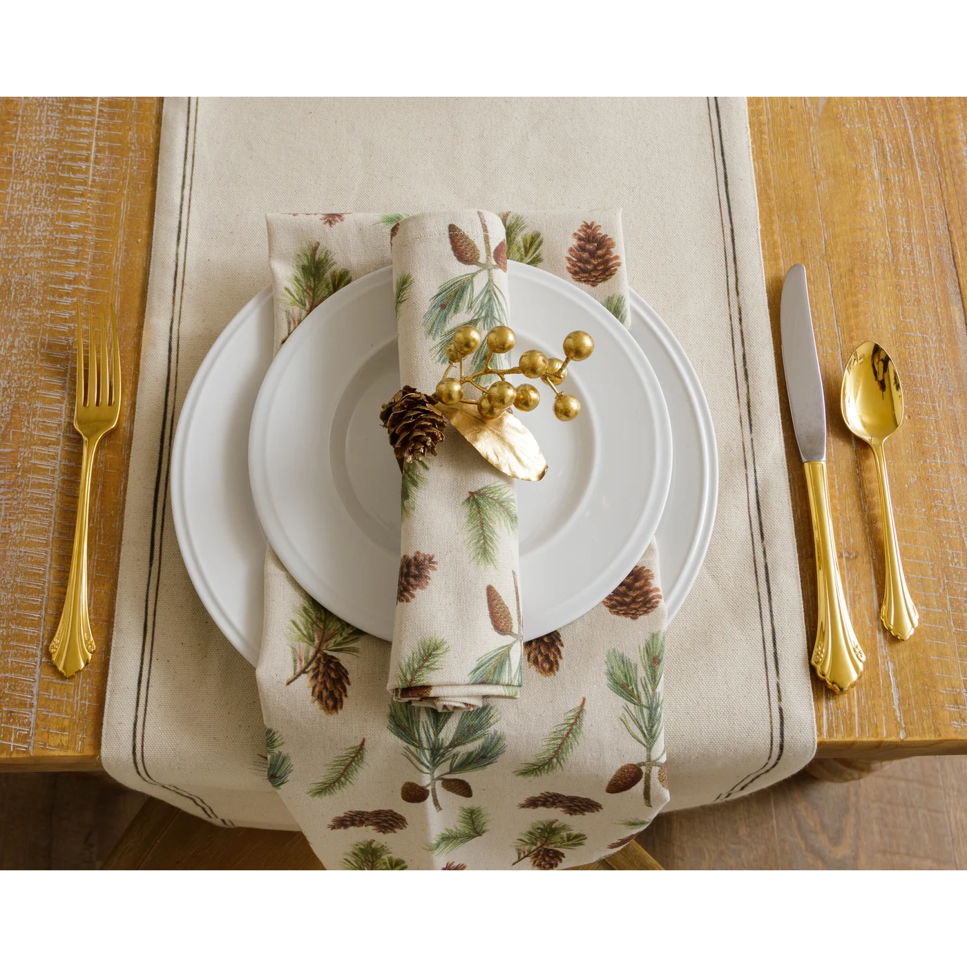 Set of 4 Pinecone And Boughs Cotton Napkins