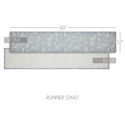 Silhouette Pumpkin Grey Table Runner 12" x 60"