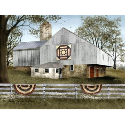 💙 Billy Jacobs American Star Quilt Block Barn 12" x 16" Canvas Print