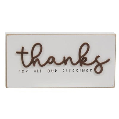 🎄💙 Thanks For All Our Blessings Small Wooden Block Sign