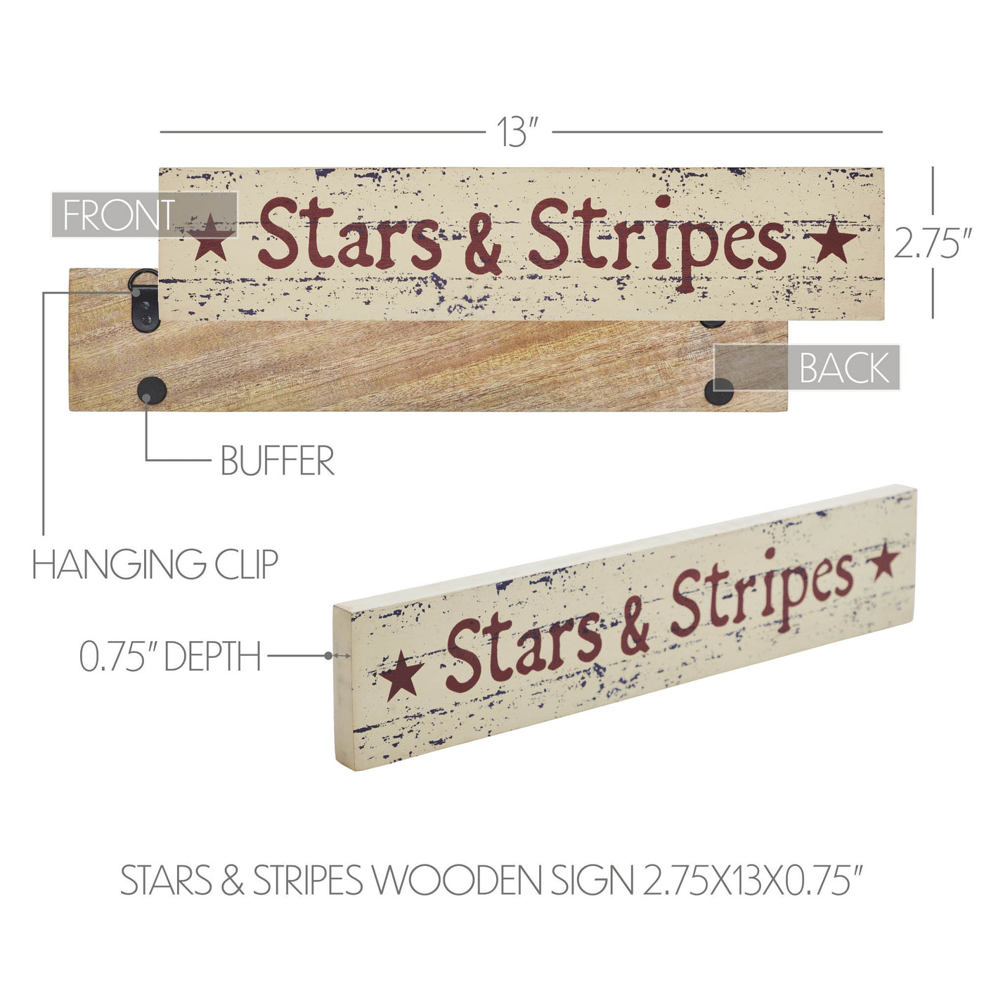 Day 8 🫐 15 Red White + Blueberry Days Stars & Stripes 12" Distressed Wooden Sign 2.75x13