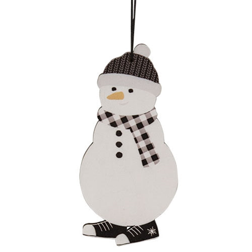 Set of 2 Black & White Snowman in Sneakers Ornaments