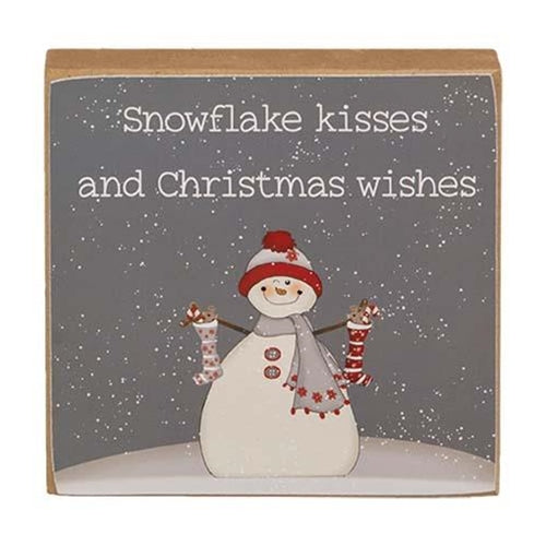 💙 Set of 3 Snowmen Christmas Wishes 4" Small Block Signs