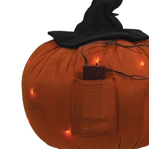 Witchy Jack O Lantern Lighted LED Fabric Sitter