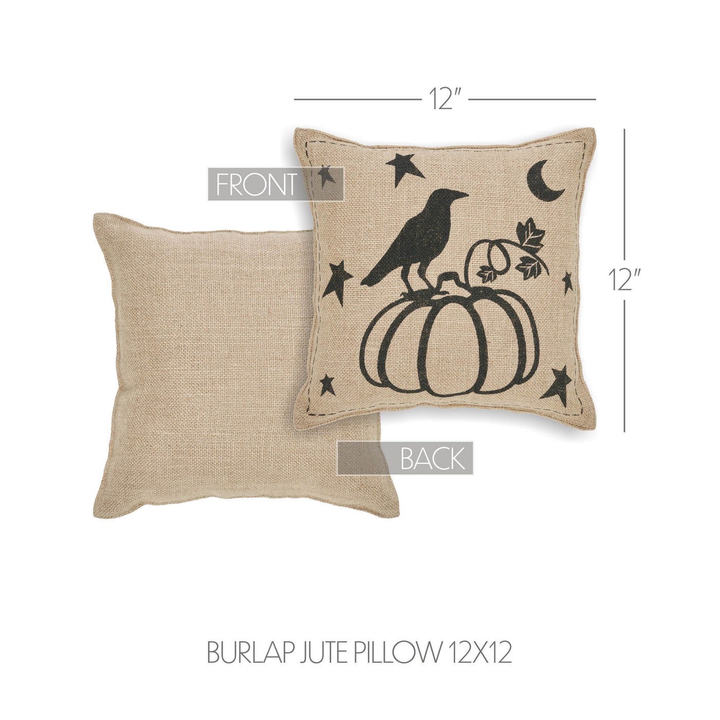 Raven Harvest Burlap Jute 12" Fall Pillow