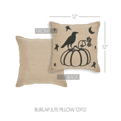 💙 Raven Harvest Burlap Jute 12" Fall Pillow