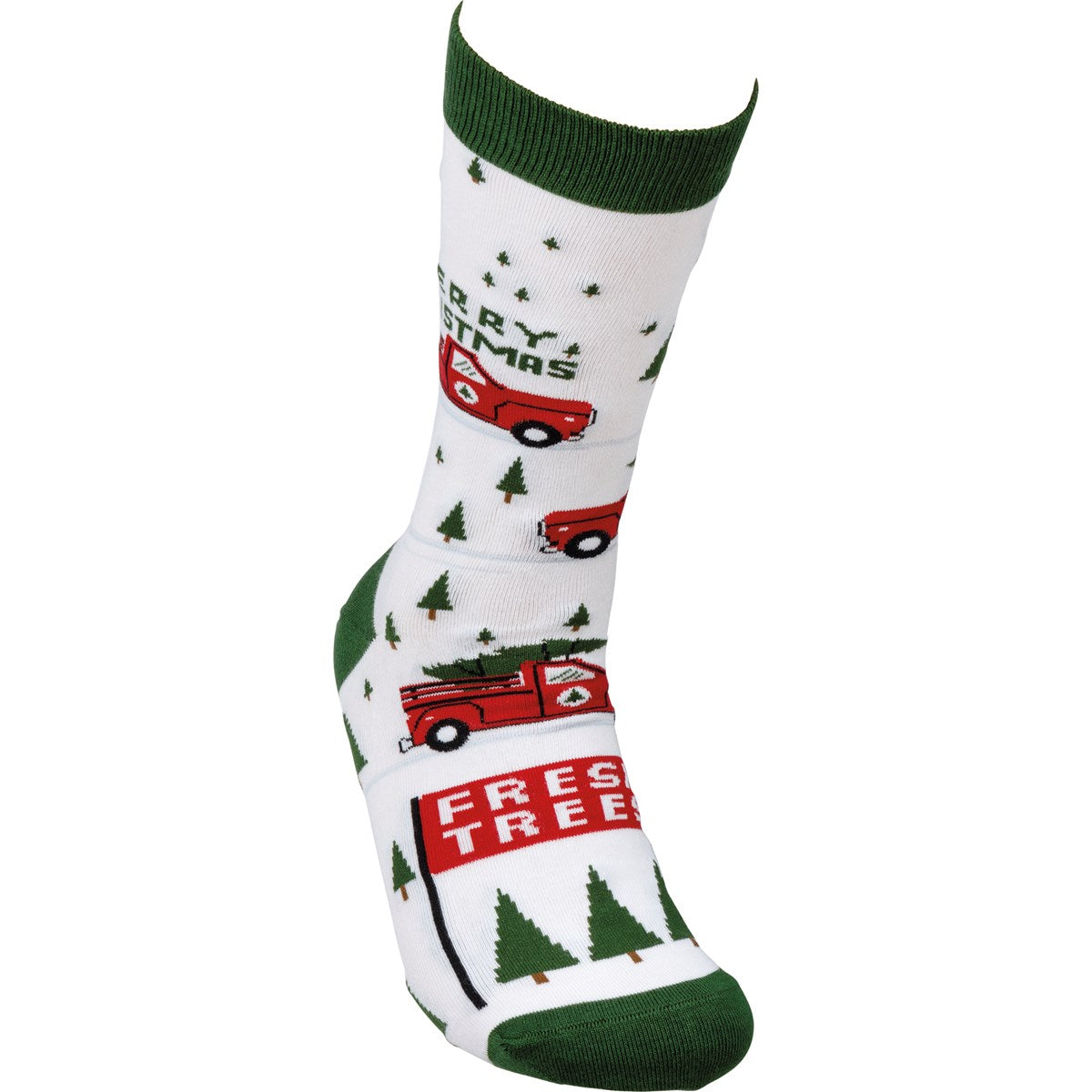 Truck And Tree Merry Christmas Fun Novelty Socks