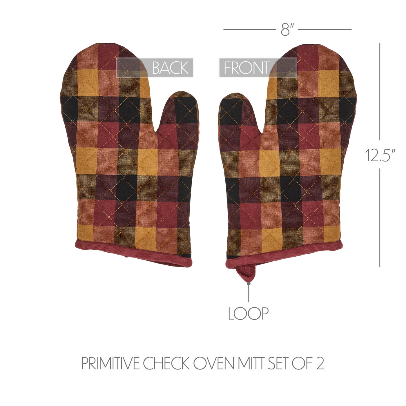 Set of 2 Heritage Farms Primitive Check Oven Mitts