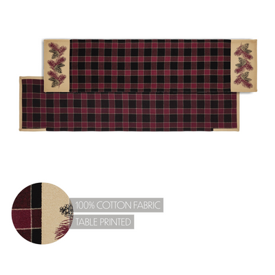 Connell Pinecone Burgundy and Black Table Runner 12" x 48"