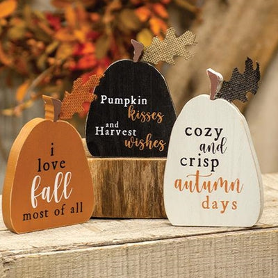 Set of 3 Rustic Fall Words Pumpkin Blocks