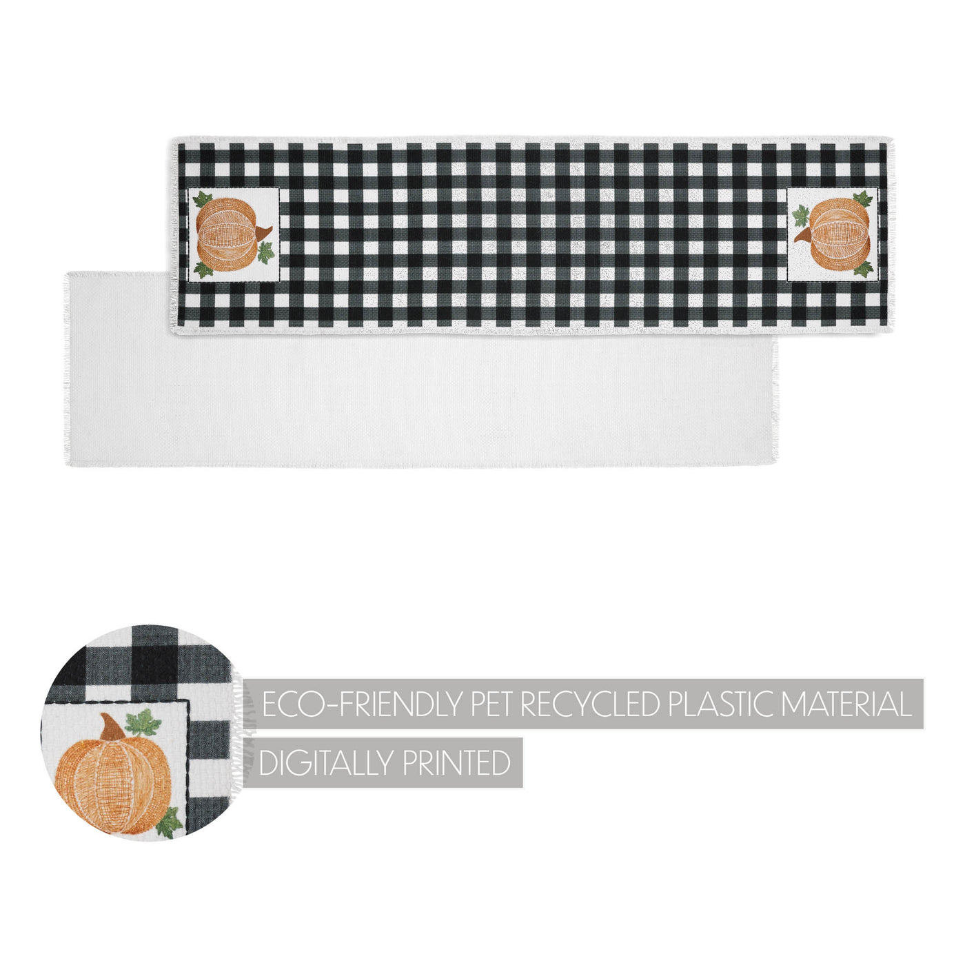 Annie Black Check Pumpkin 48" Table Runner