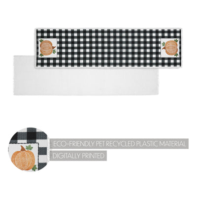 Annie Black Check Pumpkin 48" Table Runner