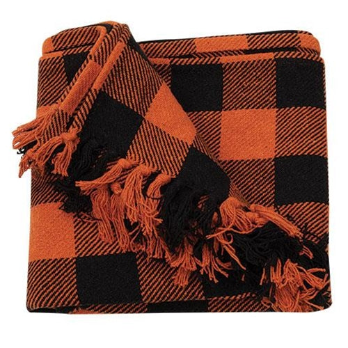 Orange & Black Fall Buffalo Check Throw